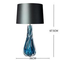Lampe de table en verre coloré de style américain, luxe léger, bleu, jaune, gris, transparent, cristal, décoration de chambre d'hôtel