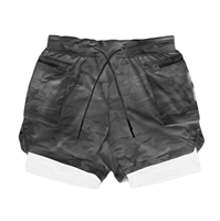 Fabrication de shorts de musculation 2 en 1 personnalisés avec poche intérieure Gym Running Mens Shorts Pants