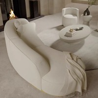 Canapé de réception incurvé de concepteur moderne nordique luxe petit salon de taille moyenne tissu de loisirs remplissage d'éponge pour plusieurs personnes