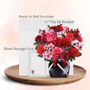 Tarjeta <span class=keywords><strong>Pop</strong></span>-Up Ecológica 3D con Música y Luz para el <span class=keywords><strong>D</strong></span>ía de San Valentín 2025, Ramo de Rosas, Disponible en EE. UU., Ideal para Regalo de Amor - Product Image 5