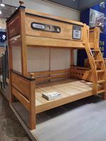 Massives Etagen bett aus Holz mit integriertem Bett Aufbewahrung Massivholz Natur Eiche Holz Farbe auf und ab Etagen bett