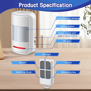 Kerui PIR cảm biến chuyển động hw19 Home an ninh SOS điều khiển từ xa với âm thanh ánh sáng báo động Phụ Kiện Chào mừng bạn chuông cửa hệ thống báo động - Product Image 2