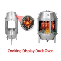 Grill de rôtissage commercial en acier inoxydable pour canards et poulets, résistant aux hautes températures, avec verre, pour barbecue de viande au charbon de bois