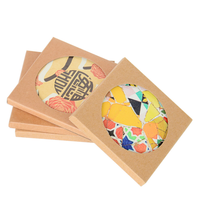 Boîte d'emballage sous-verre en papier kraft avec fenêtre Coffrets cadeaux de bricolage pour emballage de tasse en céramique