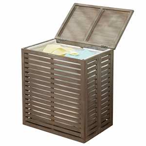 Panier à linge pliable en bois de bambou, organisateur de rangement écologique, motif rond gris, style coloré pour un usage domestique - Product Image 6