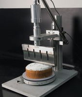 Coupeur d'aliments à ultrasons semi-automatique pour couper les gâteaux ronds cuits au four Sandwiches Fromage Snacks surgelés