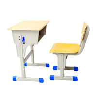 Ensemble de bureau et chaise d'école moderne pour enfants avec structure en métal et plateau en MDF - Mobilier d'étude pour salle de classe