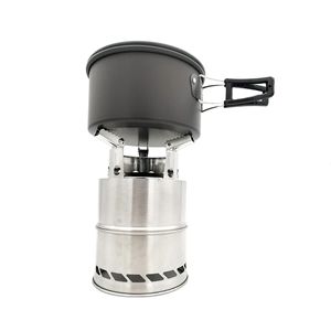 AJOTEQPT New <span class=keywords><strong>Outdoor</strong></span> Trekking Pentole Portatile Pieghevole <span class=keywords><strong>Set</strong></span> di Legno Vaso di Combinazione Stufa Stufa di Campeggio Kit - Product Image 6