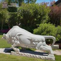 Estatua clásica de animales salvajes, escultura de toro de mármol de piedra Natural