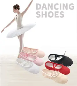 软女孩芭蕾舞鞋儿童舞蹈拖鞋专业帆布软鞋底芭蕾舞女孩女芭蕾舞瑜伽健身鞋