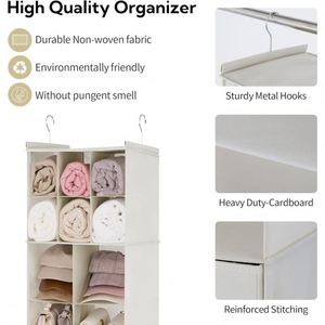 Organisateur de placard suspendu non tissé à 12 niveaux, grande étagère de rangement pliable avec 2 crochets robustes, organisateur de garde-robe, vente en gros d'usine - Product Image 3