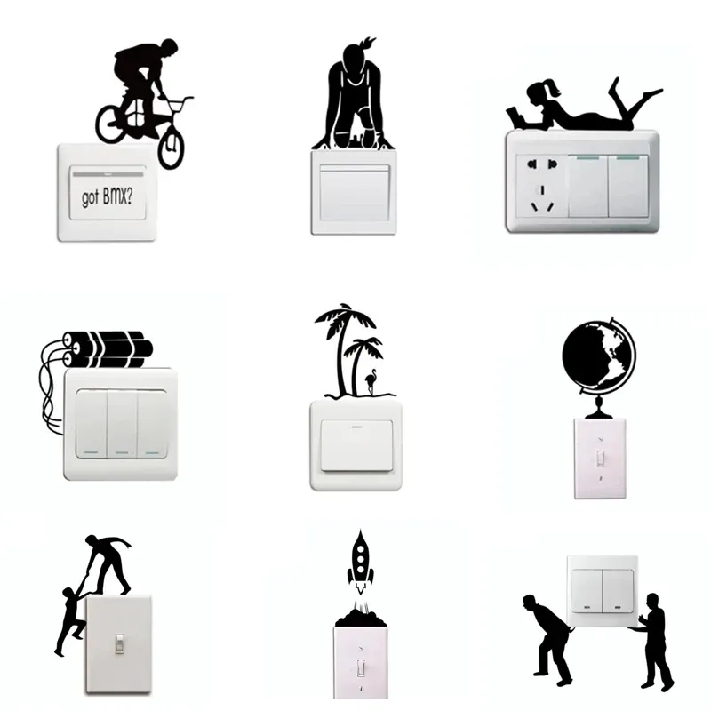 Switch Sticker Funny Sports Wall Glass Stickers for Kids Room Bedroom Home Decor