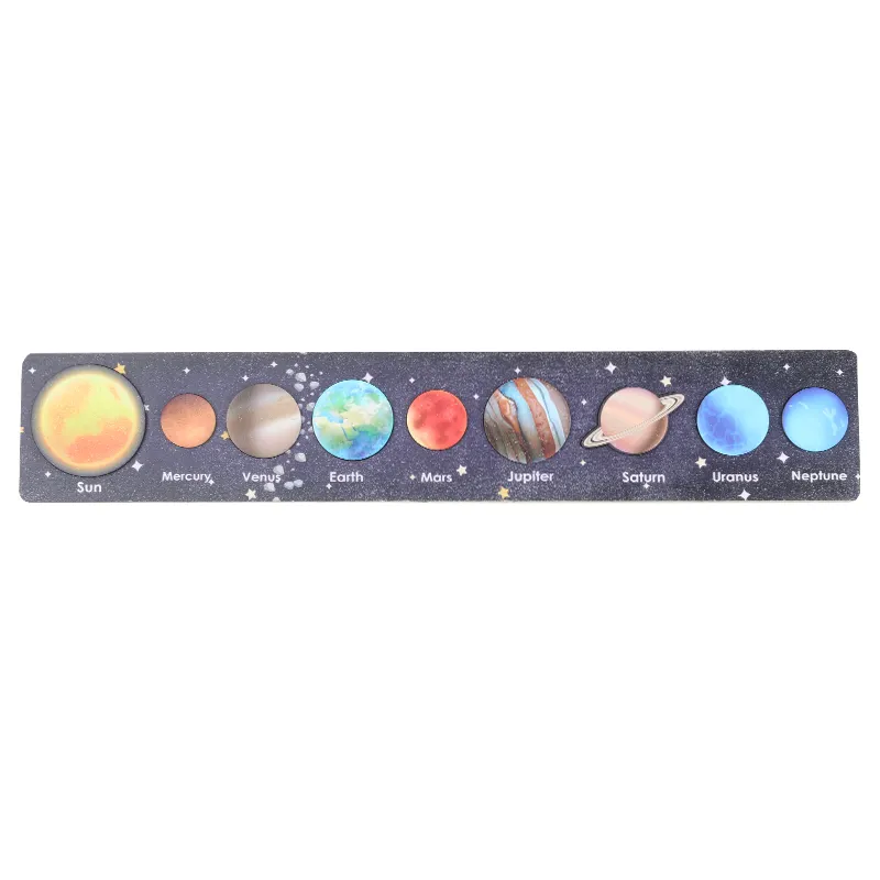 Educational Toys For Kids Universe Planet Cognition Wooden Solar System Puzzle Matching Building Block Toys