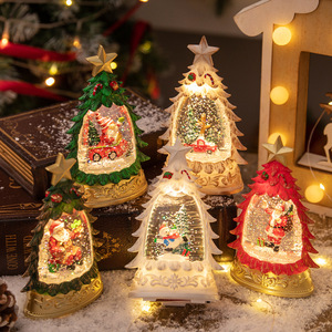 Dropshipping Shopify Christmas Tree Snow Globe With Lights <b>Glitter</b> Waterless Tabletop Decor Night Light - Product Image 2