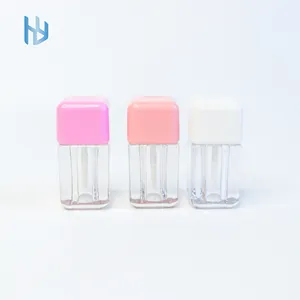 Lage Moq 100Pcs Vierkante Lipgloss Buis Roze/Wit/Oranje Abs Plastic Custom Logo 5Ml Lip olie Flessen