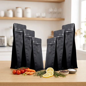 Black Coffee Bean <b>Bag</b> with Zipper Seal and One-Way Valve for Freshness Preservation Food Grade Laminated Stand Up Pouch - Product Image 6