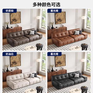 Sofá Individual de Estilo Italiano Moderno, Tapizado en PU, Respaldo Alto, Texturizado, Negro Vintage, Línea Recta, Color Marrón Azúcar, para Apartamentos Pequeños - Product Image 4