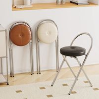 Chaises de salle à manger de style chinois moderne - Chaises pliantes en acier inoxydable avec revêtement en similicuir et coussinets doux - Chaises pliantes rustiques