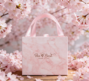 Pink Marble-<b>Patterned</b> Durable Paperboard Gift Box with Handle-Vietnam for Certified Recyclable Custom Size for Supermarket Use - Product Image 2