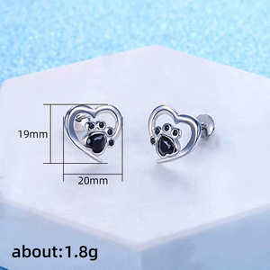 Orecchini a perno a forma di cuore con zampa per donna, design a impronta cava, accessori per l'orecchio da indossare tutti i giorni - Product Image 6