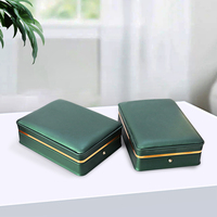 Estuche de Exhibición Rectangular de Lujo RONGTAI G-21 para Collares, Venta al Por Mayor 2025, Cuero PU Verde con Forro de Terciopelo, Organizador de Joyas