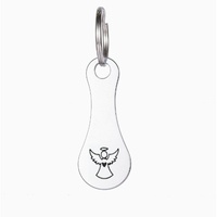Porte-clés en acier inoxydable style américain, motif dessin animé chiot chaton, décoration suspendue, jeton de supermarché, cadeau promotionnel d'entreprise