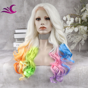 Mehrfarbige Highlight Cosplay Perücke aus Futura-Faser mit Spitzenfront für Drag Queens, Hitzebeständige Synthetik-Haarperücke - Product Image 2