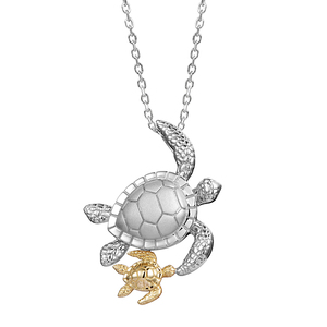 Joyería fina de plata esterlina <span class=keywords><strong>Honu</strong></span> Baby & Mother Sea Turtle colgantes 925 Plata joyería al por mayor - Product Image 1