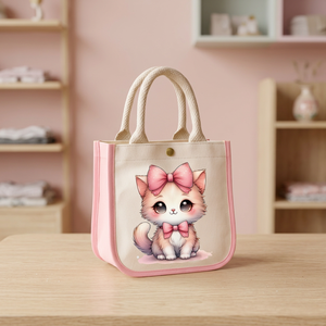Sac fourre-tout pour enfants le plus vendu, léger, en toile de coton, avec poignées en corde, idéal pour l'école et les courses, pour garçons et filles, vente en gros - Product Image 2