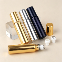Flacon roll-on personnalisé avec logo, 5 ml, 10 ml, électroplaqué or, argent, noir, vide, pour huiles essentielles
