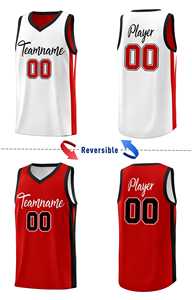 Maillot de basket-ball personnalisé rouge et blanc double face - Product Image 4