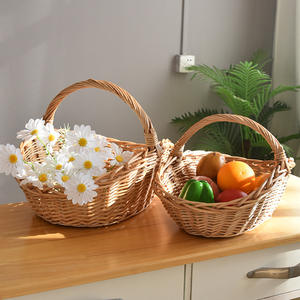 环保储物篮编织收获篮婚礼礼品藤制购物篮带手柄野餐 - Product Image 3