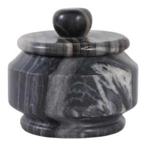 Vaso Decorativo in Marmo Intagliato con Coperchio, Elemento d'Arredo Contemporaneo per Soggiorno e Ufficio - Product Image 1