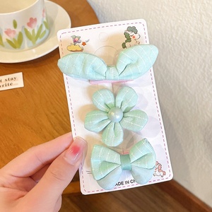 Jepit rambut bunga grosir ikatan simpul anak perempuan cantik 3 buah Set penjepit anak-anak - Product Image 3