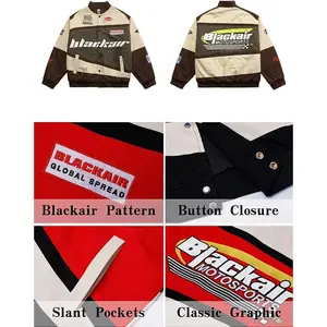 Men Jacket Vintage Graphic Baseball Jacket Unisex Coats Streetwear Varsity Jacket