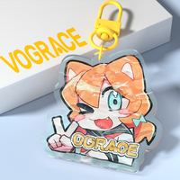 Porte-clés pendentif créatif en acrylique de haute qualité avec impression UV, motif anime dégradé et effet vague d'eau, idéal pour la saison des diplômes - Vente en gros