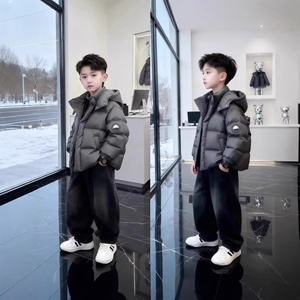 Veste d'hiver pour adolescents, coupe-vent à <span class=keywords><strong>capuche</strong></span> amovible sans lavage, fermeture éclair, épaisse et chaude, rembourrée en coton, pour enfants plus âgés - Product Image 2