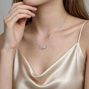 Collier en argent sterling S925 avec feuille de tulipe et zircon, haute qualité, exquis, délicat, pour femmes, polyvalent, empilable, chaîne de clavicule - Product Image 2
