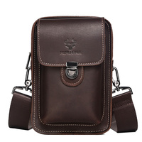 Humerpaul Gekke Paardenleren Heren Casual Heuptas Kleine Hoge Kwaliteit Schouder Messenger Multifunctionele Telefoontas Reizen