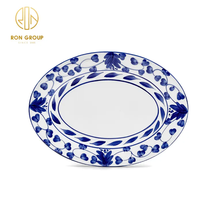 Керамическая посуда в китайском стиле для ресторанов и отелей, фарфоровая тарелка с ручной росписью рыбок и ротанговыми цветами