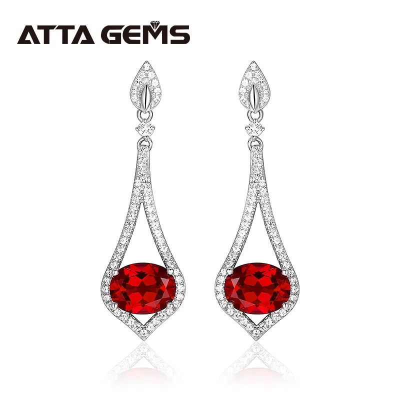 3.5 Carat Của Ruby Đá Quý Drop Earrings Đối Với Phụ Nữ Chính Hãng 925 Sterling Silver Sliver Wedding Engagement Fine Đồ Trang Sức Ruby