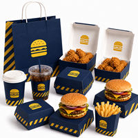 Boîte à frites jetable en papier pour emporter, emballage alimentaire personnalisé pour ailes de poulet, boîtes à hamburgers, conteneur pour plats à emporter rapides