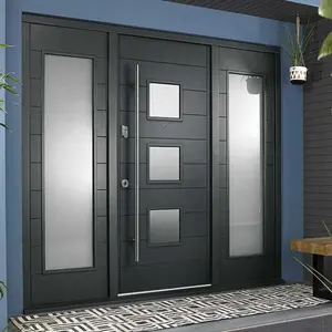 דלתות סיבוביות אמריקאיות מעץ מלא בעיצוב מותאם אישית עם נורות צד מזכוכית סריגה המיועדות לדלתות כניסה נדנדה למגורים