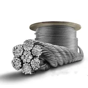 Ungalvanisasi Nanog 6x37 tali kawat baja tahan karat 3 Ton 10 Tom 20mm 22mm 25mm Ss tali kawat 1.5mm 7x19 Ss316 kabel untuk Lift