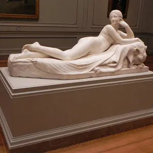 Custom design house life size hand carved marble lying down nude woman statue