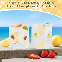 OrtusHome 14 Ounce Fruit Icons (kers, citroen, aardbei) glazen sapglazen vaatwasmachinebestendig sterk duurzaam feestcadeau voor