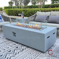 CZYP016 Gris Clair Béton GFRC Table Extérieure Au Gaz Propane Forme Rectangle avec Motif Rond pour Chauffe-Patio