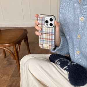 Funda de teléfono coreana estilo otoño-invierno con diseño sencillo a cuadros y cubierta de pegamento líquido para iPhone 16 Pro Max 15 14 13 para mujer - Product Image 2