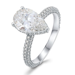 Anillo de Compromiso de Diamante Cultivado en Laboratorio de Oro Sólido Real de 14K de 2ct 3ct Personalizado con Certificado IGI, Anillo de Bodas con Diamante de Corte Pera - Product Image 1