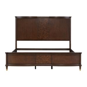 Transitional Style Adjustable Soft <b>Bed</b> 1pc <b>Queen</b> <b>Size</b> Dark Cherry Finish Panel Bedframe with Gold-Capped Legs - Product Image 3